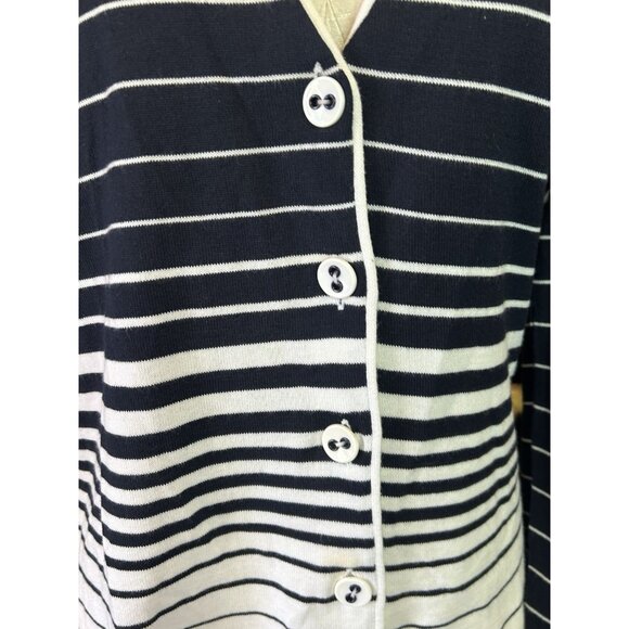 Altra-Made in Italy Wool Blend Knit Button Down Cardigan Black & White Sz 44 XL - Picture 4 of 7